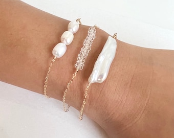 Pearl Bracelet Gold, Layering Bracelet, Gold Filled, Delicate Beaded Bracelet, Wedding Jewelry, Dainty Bracelet, Pearl Jewelry, Gift For Her