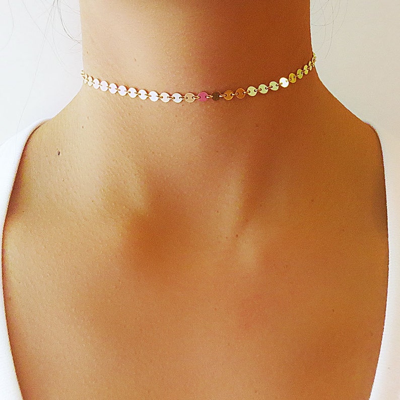 Choker Jewelry Dainty Coin Necklace Silver Choker Necklace Gold Coin Choker Necklace