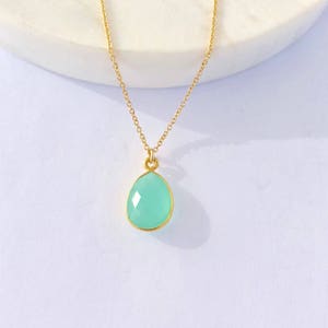 Gemstone Drop Pendant Necklace Gold, Birthstone Necklace,  Gift For Her