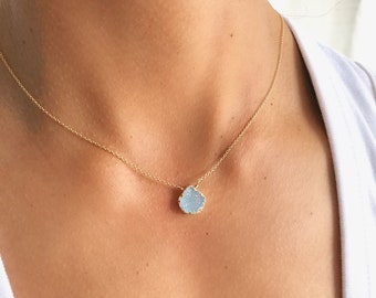 Nimbark Titanium Druzy Natural Gemstone Jewelry Gold Plated Necklace 18 Nimbark Titanium Druzy Natural Gemstone Jewelry Gold Plated Necklace 18