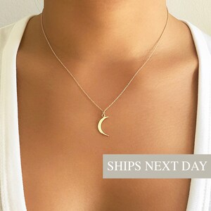 Crescent Moon Necklace - Etsy