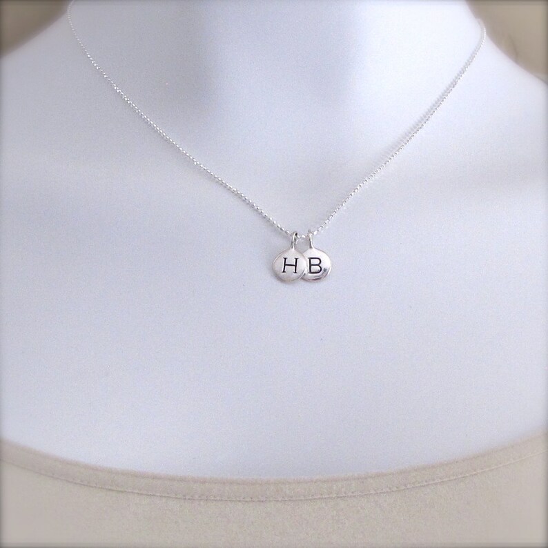 Silver 2 Initial Charm Necklace Necklace for Mom Letter Etsy