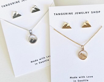 Mountain Necklace for Women, Mountain Pendant Necklace, Mountain Earrings, Dainty Charm Necklace for Her, Nature Lover Gifts
