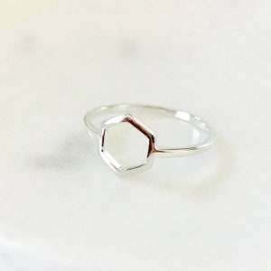 Hexagon Ring, Honeycomb, Geometric Ring Silver