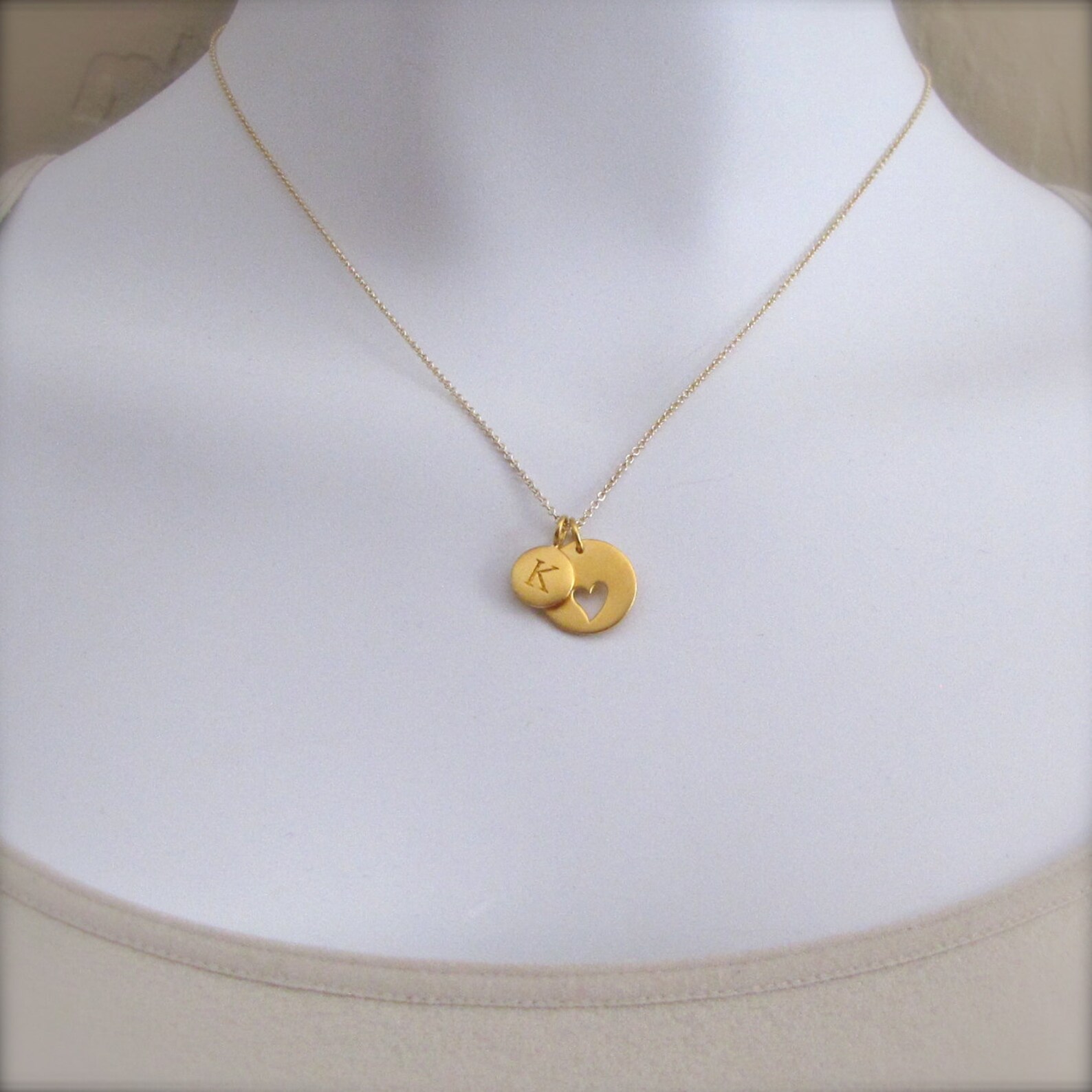 Gold Initial & Heart Charm Necklace Personalized Jewelry Etsy