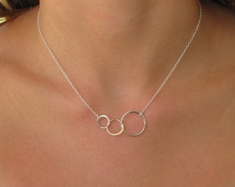 Triple Circle Necklace, Eternity Necklace, Layering Necklace, Friendship Jewelry, Gift For Her