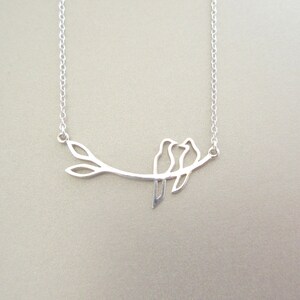 Love Bird Necklace Silver, Pendant Necklace, Friendship Jewelry, Gift For Her Ideas image 3