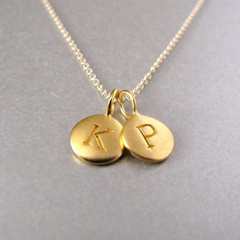 Gold 2 Initial Charm Necklace Initial Necklace Custom Etsy