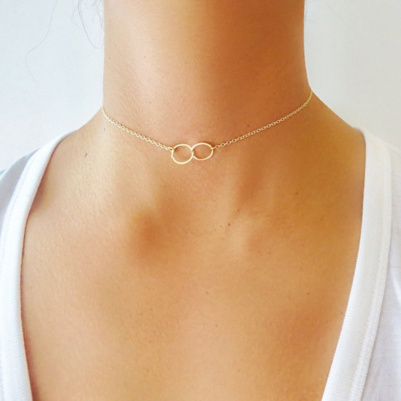 Eternity Choker Necklace Double Circle Necklace Choker Etsy