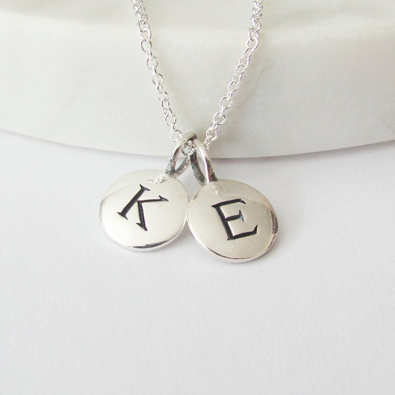 Silver 2 Initial Charm Necklace Necklace for Mom Letter Etsy