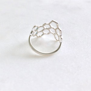 Honeycomb Ring, Honeycomb Jewelry, Silver Honeycomb, Bee Inspired Jewelry, silver Ring, Geometric Ring image 7