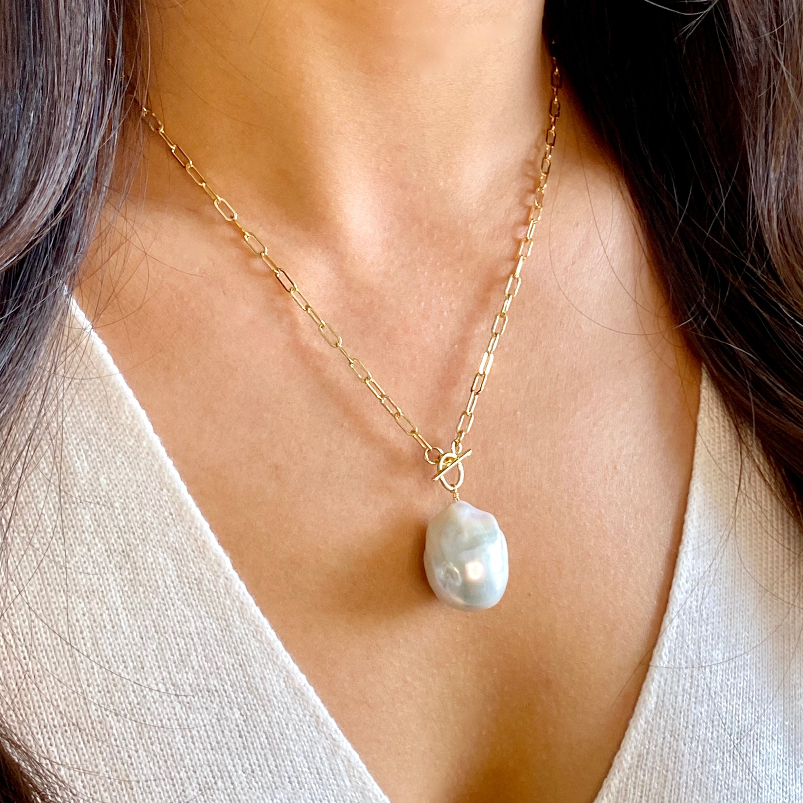 Baroque Pearl Necklace Gold Large Keshi Pearl Bridal Pearl