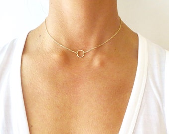 Circle Choker Necklace, Circle Necklace, Choker Necklace, layering necklace, gold choker, dainty choker, layering necklace,