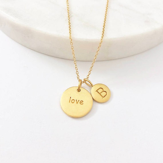 Initial & Love Charm Necklace Personalized Jewelry Initial