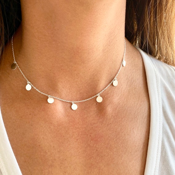 Silver Choker Necklace, Choker Necklace, Delicate Choker, Everyday Layering Necklace, Mother&#39;s Day Gift