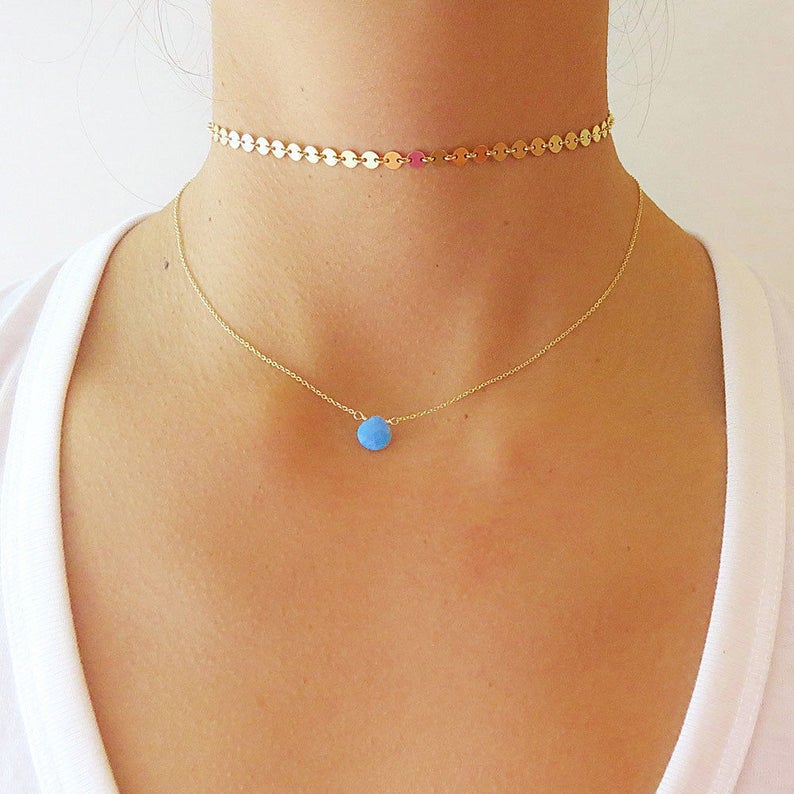 Choker Jewelry Dainty Coin Necklace Silver Choker Necklace Gold Coin Choker Necklace