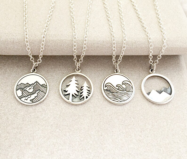 Mountain Necklace Silver Outdoor Jewelry Hiking Gift Move Etsy