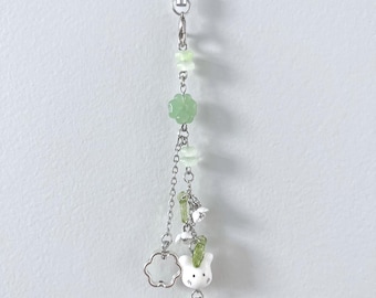 Lucky Clover & Bunny Phone Charm – Floral Phone Accessory