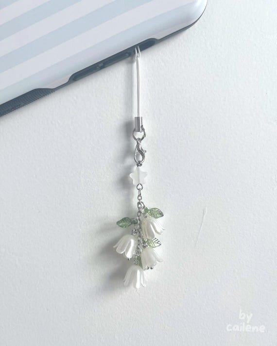 Dainty Pearlescent Lily of the Valley Phone Charm - Phone, Bag, Key Accessory