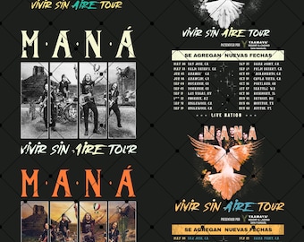 Mana band tour Dates 2026 PNG: T-Shirt Design (Digital Download)