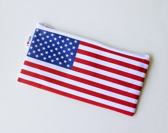 American flag zipper pouch pencil case - choose your size - Back to school zipper pouch with the flag of USA