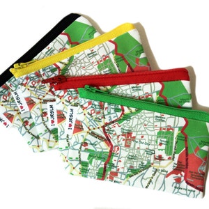 JERUSALEM map Wallet cotton zipper pouch - souvenir from Israel - gift from Israel - coin purse or business card holder
