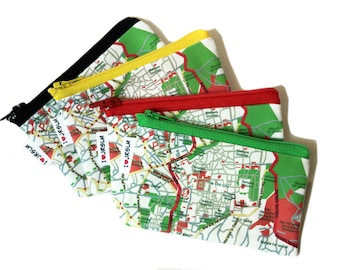 JERUSALEM map Wallet cotton zipper pouch - souvenir from Israel - gift from Israel - coin purse or business card holder