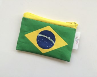 Brasil flag wallet, Brazil flag zipper pouch with the flag of Brasil - comes in Various sizes