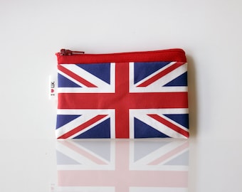 UK flag wallet, British flag zipper pouch with the flag of United Kingdom - comes in Various sizes