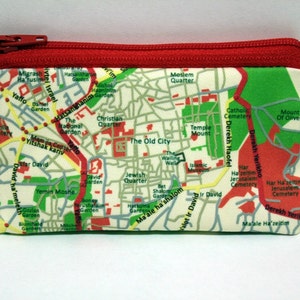 JERUSALEM map Wallet cotton zipper pouch souvenir from Israel gift from Israel coin purse or business card holder image 4