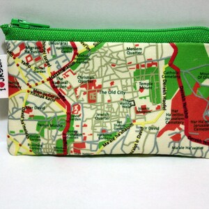 JERUSALEM map Wallet cotton zipper pouch souvenir from Israel gift from Israel coin purse or business card holder image 5