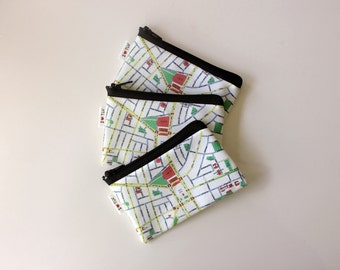 Tel Aviv Map Wallet , a souvenir from Israel with the streets of Tel Aviv in hebrew , zipper coin purse wallet Love and support Israel