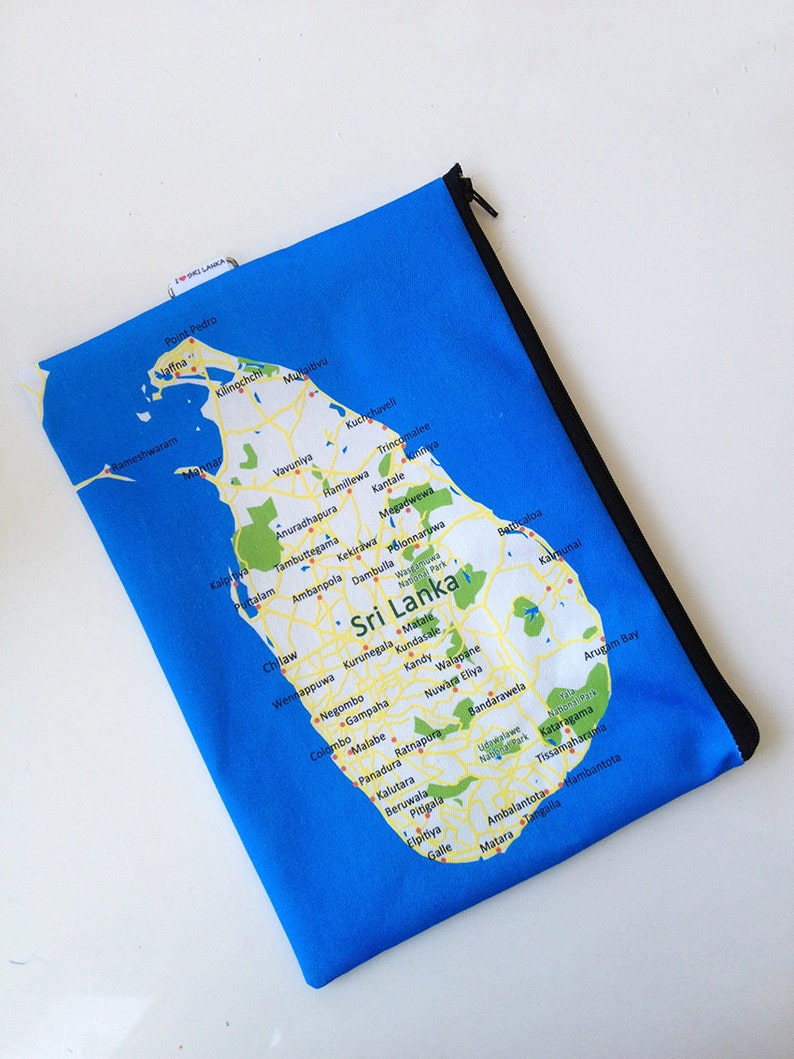Sri Lanka Zipper Pouch Printed With the Map of Sri Lanka Etsy
