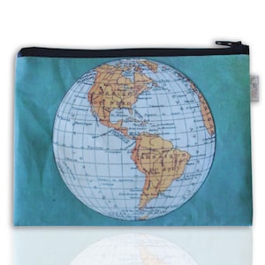 World Map zipper pouch, Clutch purse, Women's wallet, printed with an old map of the world image 2