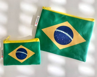 Brasilien Flagge Brieftasche, Brasilien Flagge Reißverschluss Beutel, Reise Beutel, Geschenk für Reisende, Souvenir aus Brasilien, Flagge von Brasilien.