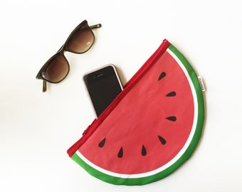 Watermelon summer time women Clutch zipper pouch, fun printed Wallet coin purse for men women and kids