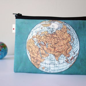 World Map zipper pouch, Clutch purse, Women's wallet, printed with an old map of the world image 5
