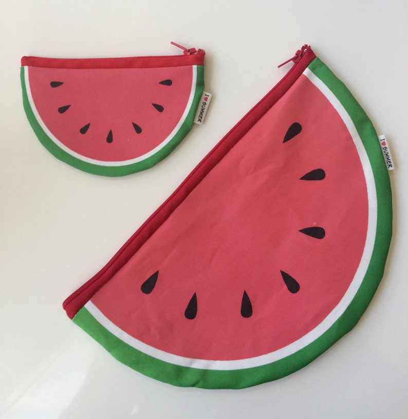 Watermelon summer time zipper pouch set Big Clutch zipper pouch and a Small coin purse zipper pouch Set of 2 cute Watermelons image 5