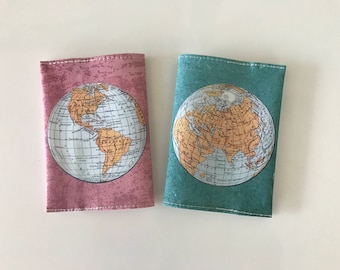 World Map Passport Cover - A set of 2 passport covrers - for him and for her - Passport case with a print of an ancient map of the world