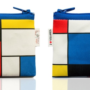 Mondrian Inspired Coin Purse, Zipper Pouch, Red Blue Yellow Squares, Men's Wallet, Wallet Women, Gift Idea, Art Lover Gift, Christmas gift