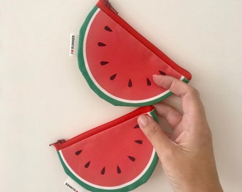 Watermelon Zipper Pouch, Coin Purse, Summer Time, Printed Wallet, For Men Women and Kids, Vacation Time, Red and Green Zipper Pouch.