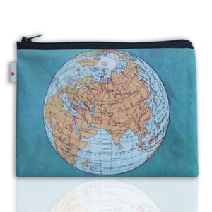 World Map zipper pouch, Clutch purse, Women's wallet, printed with an old map of the world image 3