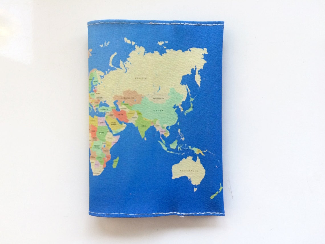 World Map Passport Cover - Passport Case With a Print of the Map of the ...