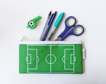 Football Field Pencil Case, Soccer Field Zipper Pouch, Kid's Pencil Case, Back to School, Sport Lover Gift, Student Gift Idea, Gift for Kids