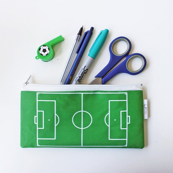Football Field Pencil Case, Soccer Field Zipper Pouch, Kid's Pencil Case, Back to School, Sport Lover Gift, Student Gift Idea, Gift for Kids