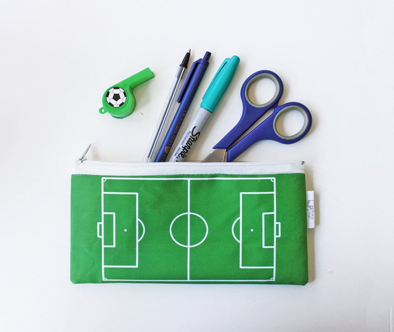 Sport Lover Gift Football Field Pencil Case Soccer Field Zipper Pouch Back to School Gift for Kids Student Gift Idea Kid/'s Pencil Case