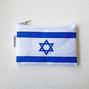 ISRAEL flag coin purse wallet with white zipper I love Israel Wallet for travellers souvenir from Israel the holy land support Israel image 2