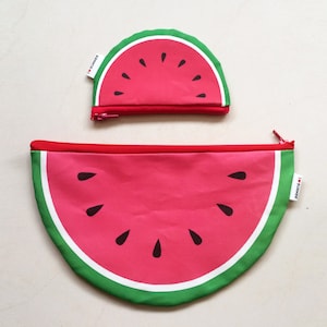 Watermelon summer time zipper pouch set Big Clutch zipper pouch and a Small coin purse zipper pouch Set of 2 cute Watermelons image 1