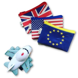 Flag Coin Purse, Zipper Travel Purse, Travel Wallet With Zipper, Wallet For Coins And Bills, US Dollars, GB Pounds, European Euros and more. image 8