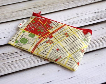 Coin purse wallet with the map of the University of southern California printed on it - Los Angeles - Map pattern Red zipper pouch